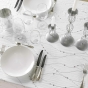 Nappe rectangle 140 x 240 cm microfibre imprimee metal. firmament Blanc/argent