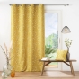 Rideau a oeillets 140 x 260 cm polyester imprime appliqué Sakura Jaune