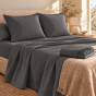 Ensemble literie 4 pièces – Drap plat 240 x 300 cm + drap housse 140x190 cm + 2 taies 63x63 cm – Percale 78 fils – Anthracite