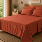 Drap Plat Percale 240 x 300 cm – Pur Coton Peigné Longues Fibres 80 Fils/cm² - Terracotta