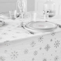 Nappe rectangle 140 x 240 cm microfibre imprimee metal. astrelia Blanc/argent