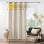 Lot de 2 Rideaux a oeillets 140 x 240 cm polycoton+ pompons Isalina Jaune