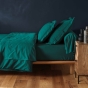 Drap housse 2 personnes 180 x 200 cm uni 57 fils lina Emeraude