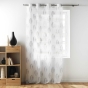 Voilage a oeillets 140 x 240 cm effet lin tissé imprime Indila Blanc