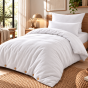 Pack housse de couette 140 x 200 cm + drap housse 90 x 190 cm flanelle Blanc