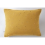Taie d'oreiller gaze de coton brodée fil or 50 x 70 cm Gaia Chic Jaune