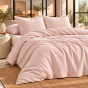 Parure de lit 260 x 240 cm + drap housse 160 x 200 cm + 2 taies 60 x 60 cm gaze de coton Guimauve
