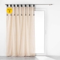 Lot de 2  Rideaux à passants en polycoton 140 x 240 cm + pompons Filine naturel