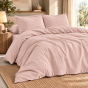 Parure de lit 240 x 220 cm + 2 taies 50 x 70 cm double gaze de coton GAÏA Guimauve