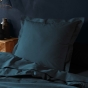Taie d'oreiller 63 x 63 cm uni 57 fils lina +point bourdon Bleu