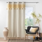 Rideau a oeillets 140 x 240 cm polycoton+ pompons Isalina Jaune