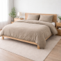 Parure de lit 240 x 220 cm Sienna Sable + 2 taies 63x63 cm – Double face gaze de coton & coton 57 fils