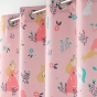 Rideau a oeillets 140 x 260 cm polyester imprime princesse licorne Rose