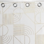 Rideau a oeillets 140 x 260 cm polyester imprime metallise lineor Blanc/or