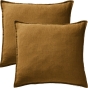 Parure Drap Housse 140 x 190 cm + 2 Taies 60x60 cm 100% Lin Français - Caramel