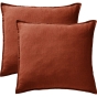 Parure Drap Housse 140 x 190 cm + 2 Taies 60x60 cm 100% Lin Français - Paprika