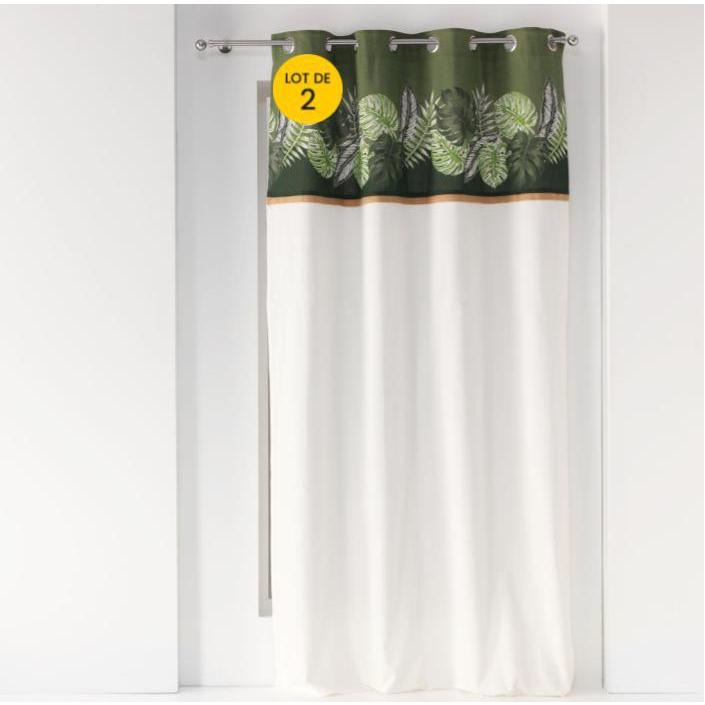 Lot de 2 rideaux tamisant 140 x 240 cm 100% coton + jute Guinée