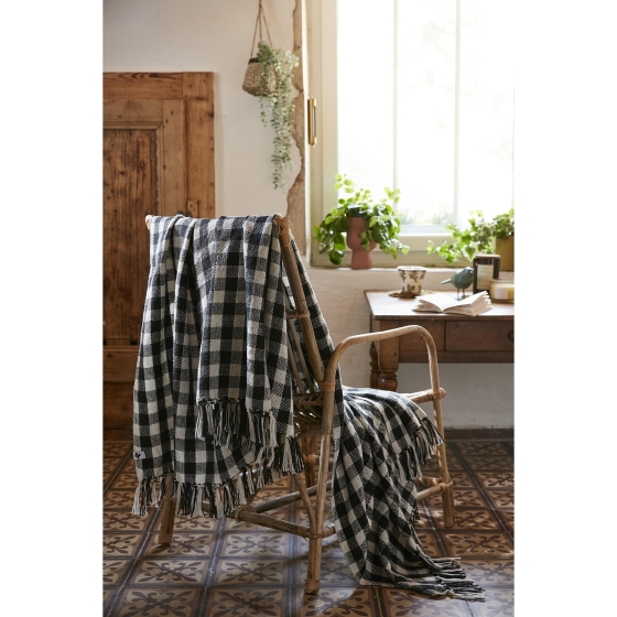 plaid à franges 180 x 220 cm rpet gabriel