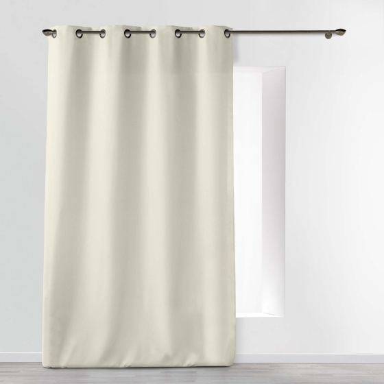 Rideau grande hauteur à œillets 140 x 280 cm – Polyester uni Essentiel Ecru