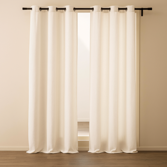 Lot de 2 rideaux tamisants à œillets 140 x 260 cm – Bouclette unie WINONY – Coloris Naturel