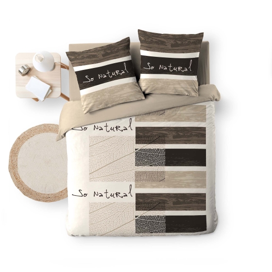 Housse de couette 200 x 200 cm + 2 taies – Coton 42 fils – Motif So Natural