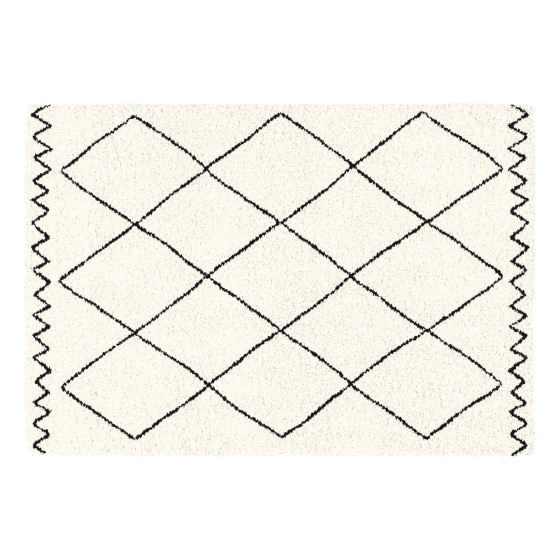 Tapis rectangle 120 x 170 cm – Polypropylène – Modèle Saoura Beige – Motif berbère