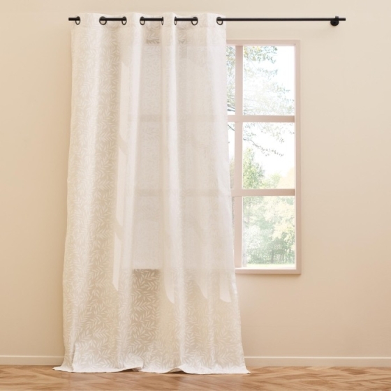 Rideau Grande Hauteur à Œillets - 140 x 280 cm - Polycoton Imprimé Naya Naturel