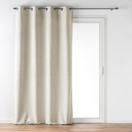 Rideau à œillets 140 x 260 cm – Velours à relief Verra Beige