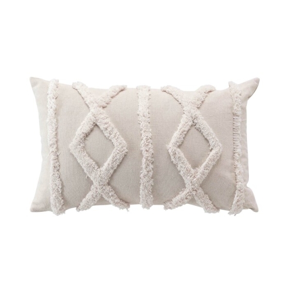 Coussin dehoussable 30 x 50 cm polycoton tufte Safira Naturel