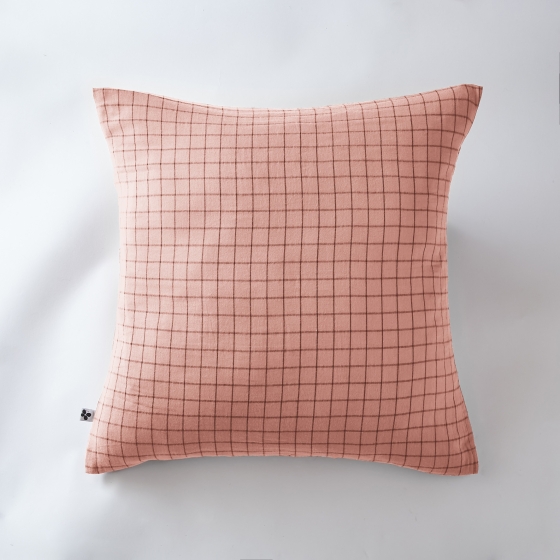 Taie d'oreiller gaze de coton 60 x 60 cm gaïa mix rose pêche Rose