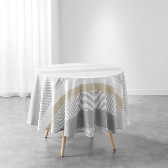 Nappe ronde (0) 180 cm coton/polyester tisse teint iliade Sans