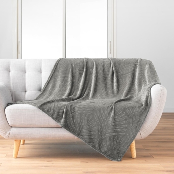 Plaid 125 x 150 cm flanelle relief unie nelia Gris