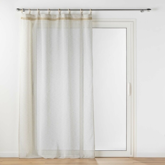 Voilage a oeillets bois 140 x 240 cm voile tisse+fantaisie Mileo Beige