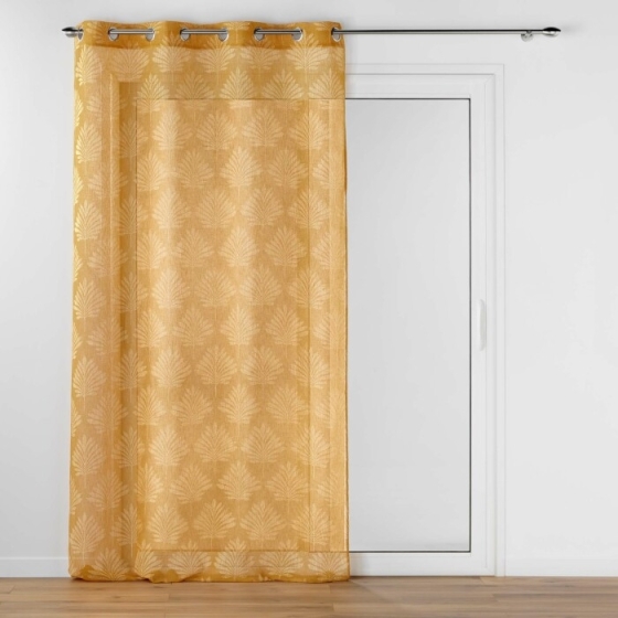 Voilage a oeillets 140 x 240 cm voile tissé appliqué Levita Ocre