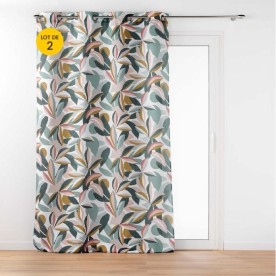 Lot de 2 rideaux a oeillets 140 x 260 cm polyester imprimé Lavinia