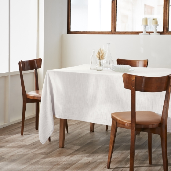 Nappe rectangulaire 150 x 250 cm – Double gaze de coton – Gaïa Blanc