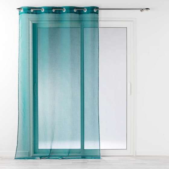 Voilage à oeillets 140 x 240 cm liseré blanc Louise Pétrole