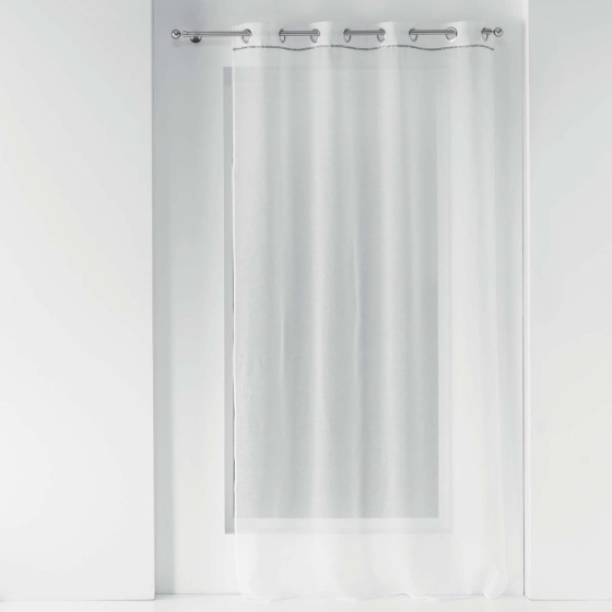 Panneau a oeillets 140 x 240 cm voile sable+bande fantaisie etincelle Blanc