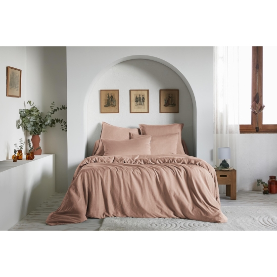 Housse de couette 260 x 240 cm – Lyocell uni LYSANDRE – Blush