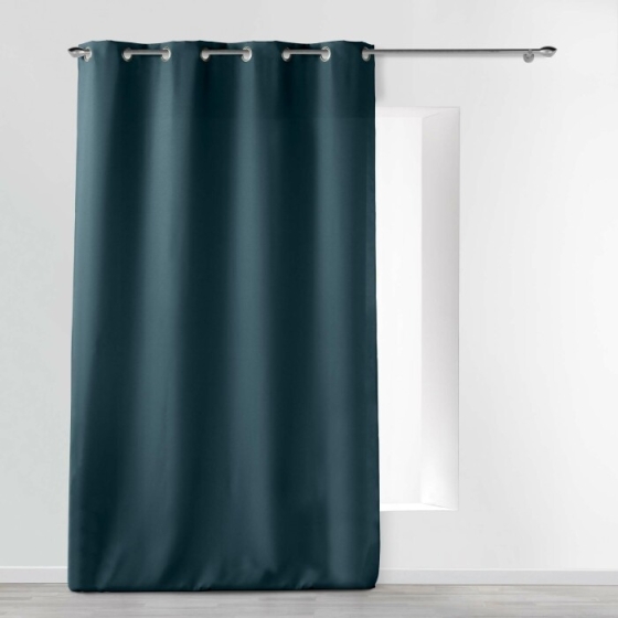 Rideau grande hauteur à œillets 140 x 280 cm – Polyester uni Essentiel Marine