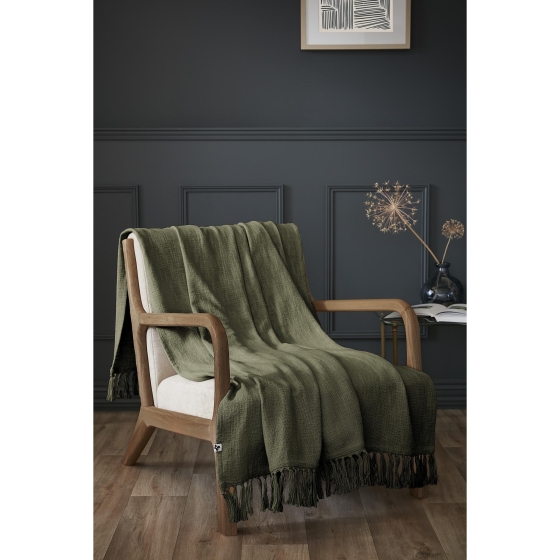 Plaid 130 x 160 cm – Coton Texturé Sixtine – Coloris Thym – 210 g/m²