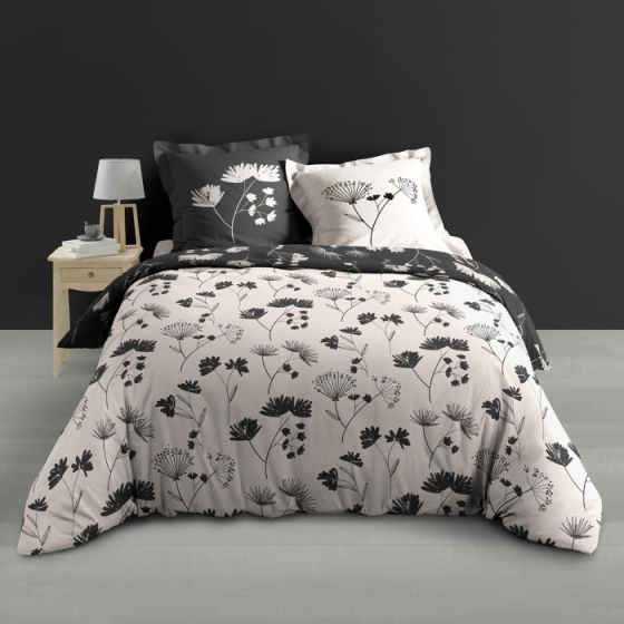 Housse de couette 240 x 220 cm percale de coton 78 fils + 2 taies Iris