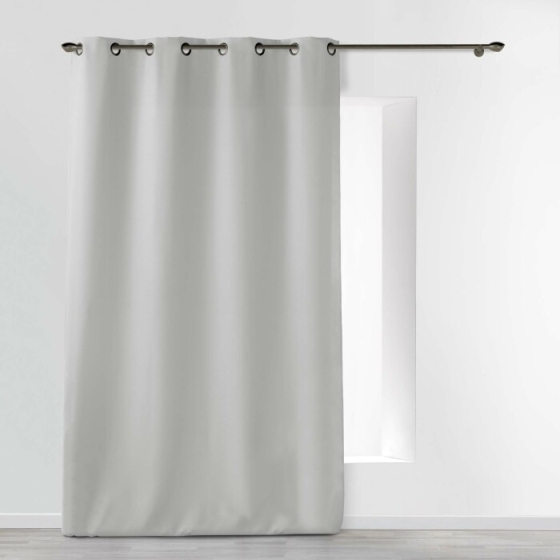 Rideau grande hauteur à œillets 140 x 280 cm – Polyester uni Essentiel Gris