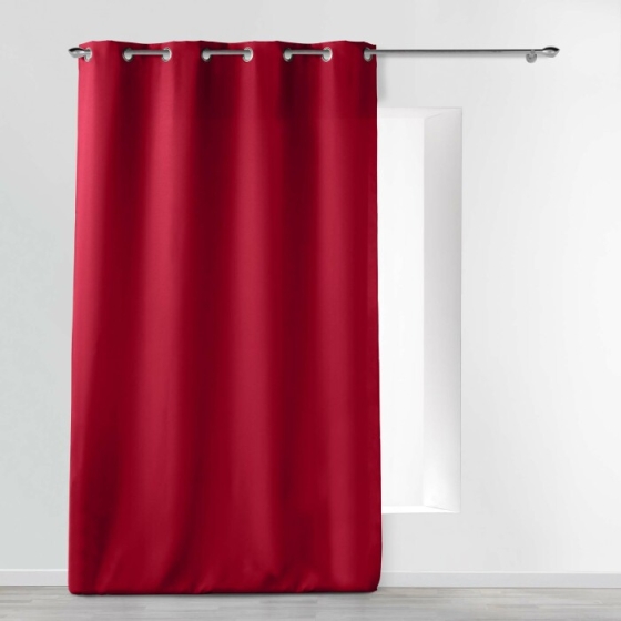 Rideau grande hauteur à œillets 140 x 280 cm – Polyester uni Essentiel Rouge