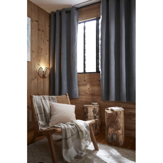 Lot de 2 rideaux petite hauteur 140 x 180 cm occultant doublé polaire Bjorn Gris