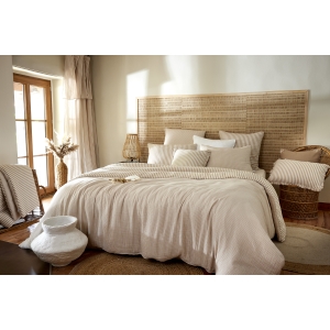 Housse de Couette Réversible 260 x 240 cm Double Gaze de Coton 125 g/m² Livia Ficelle