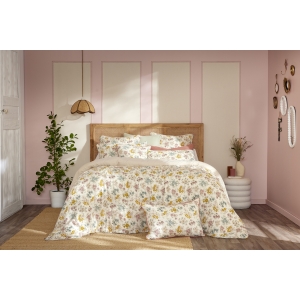 Housse de Couette Réversible 240 x 220 cm Double Gaze de Coton 125 g/m² Ava Pampa