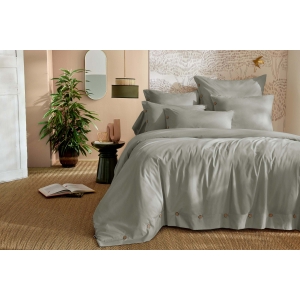 Housse de Couette 240 x 220 cm Percale de Coton 120 Fils Unie PERRINE – Céladon