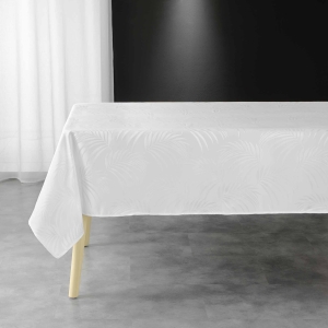 Nappe rectangle jacquard plumette Blanc 140 x 240 cm antitache