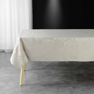 Nappe rectangle jacquard plumette Beige 140 x 240 cm antitache